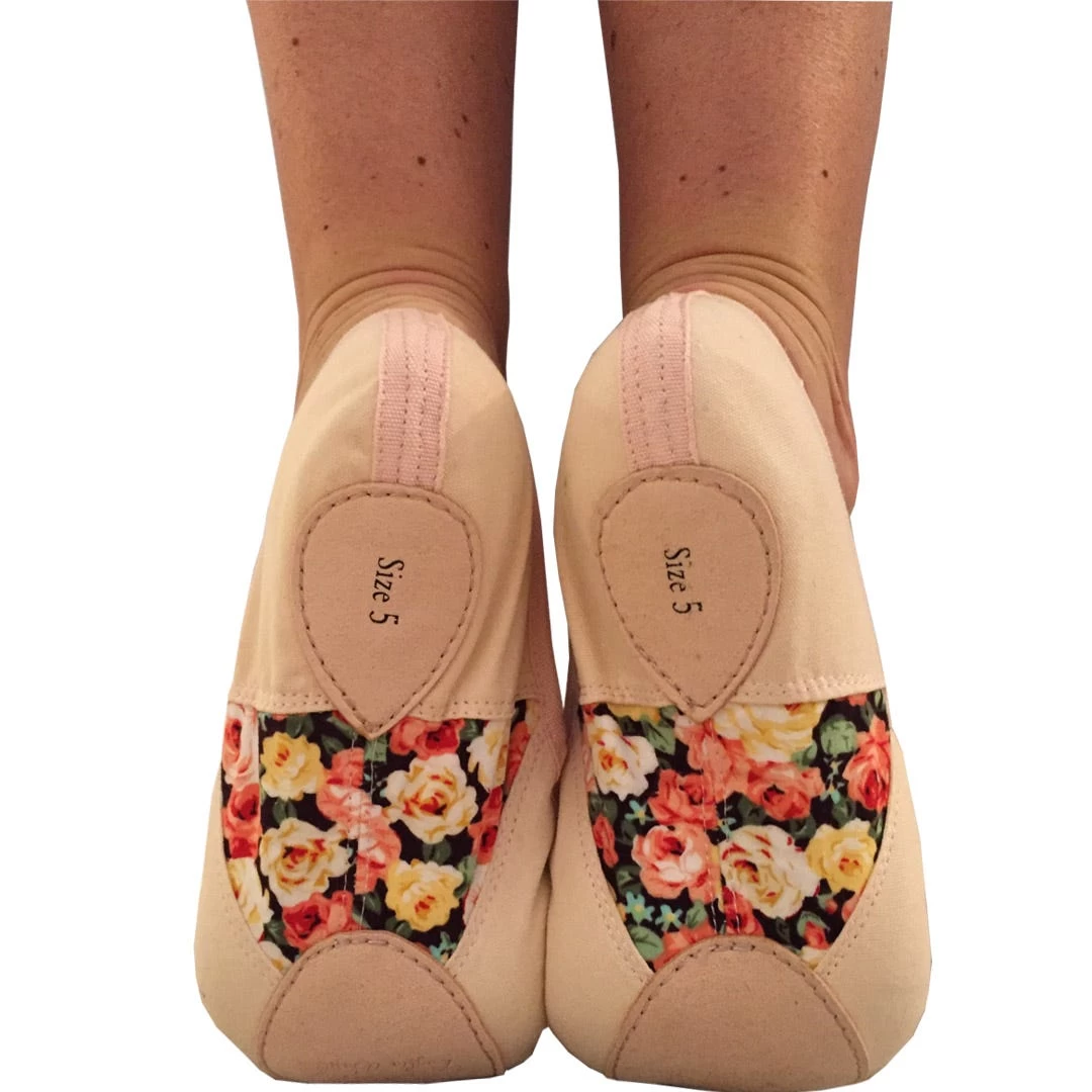 Basilica Floral Panelled Adults Canvas Ballet Shoes - Image 2