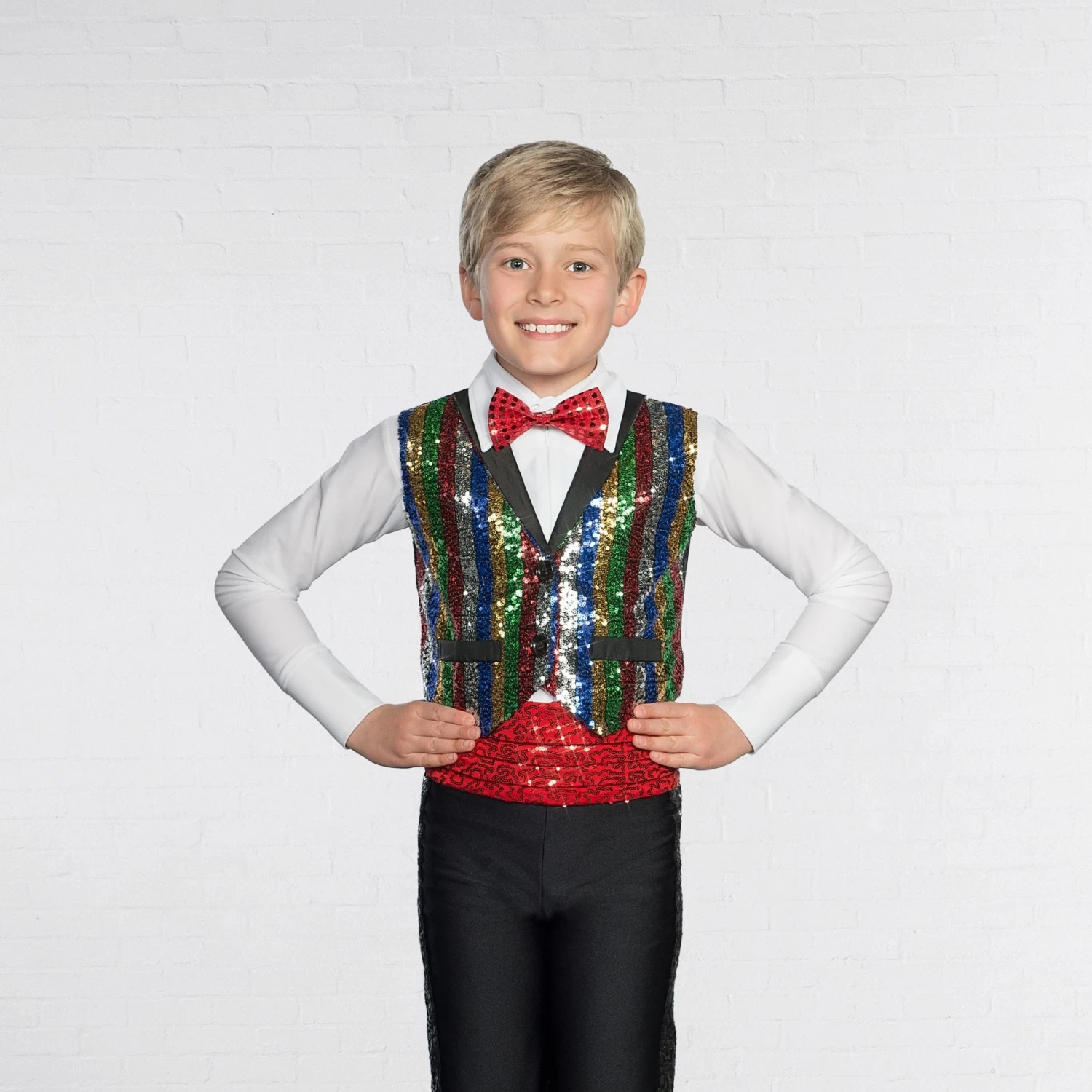 1st Position Sequin Multi Stripe Waist Coat - Image 2