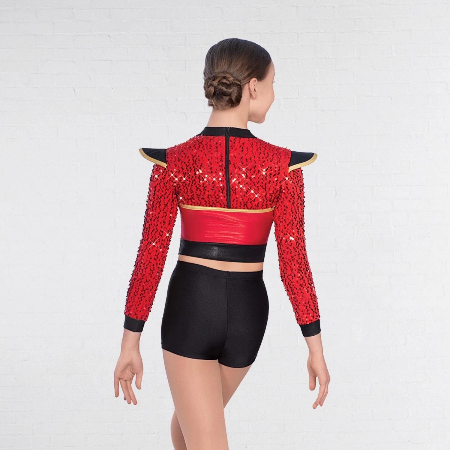 1st Position Red Sequin Sleeved Soldier Jacket - Image 4