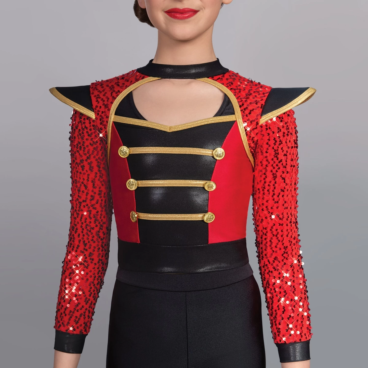 1st Position Red Sequin Sleeved Soldier Jacket - Image 5