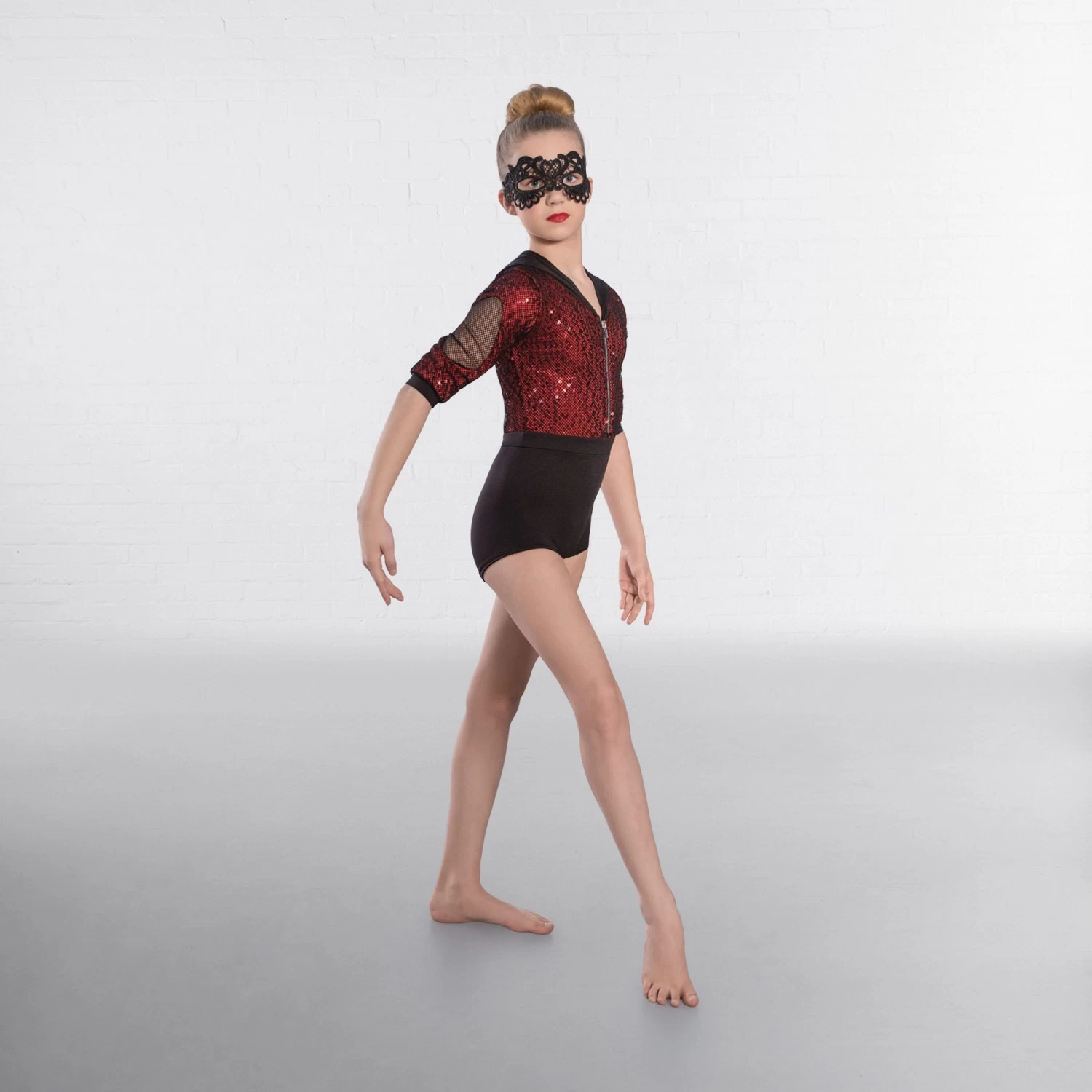 1st Position Mesh Sequin Hooded Unitard - Image 4