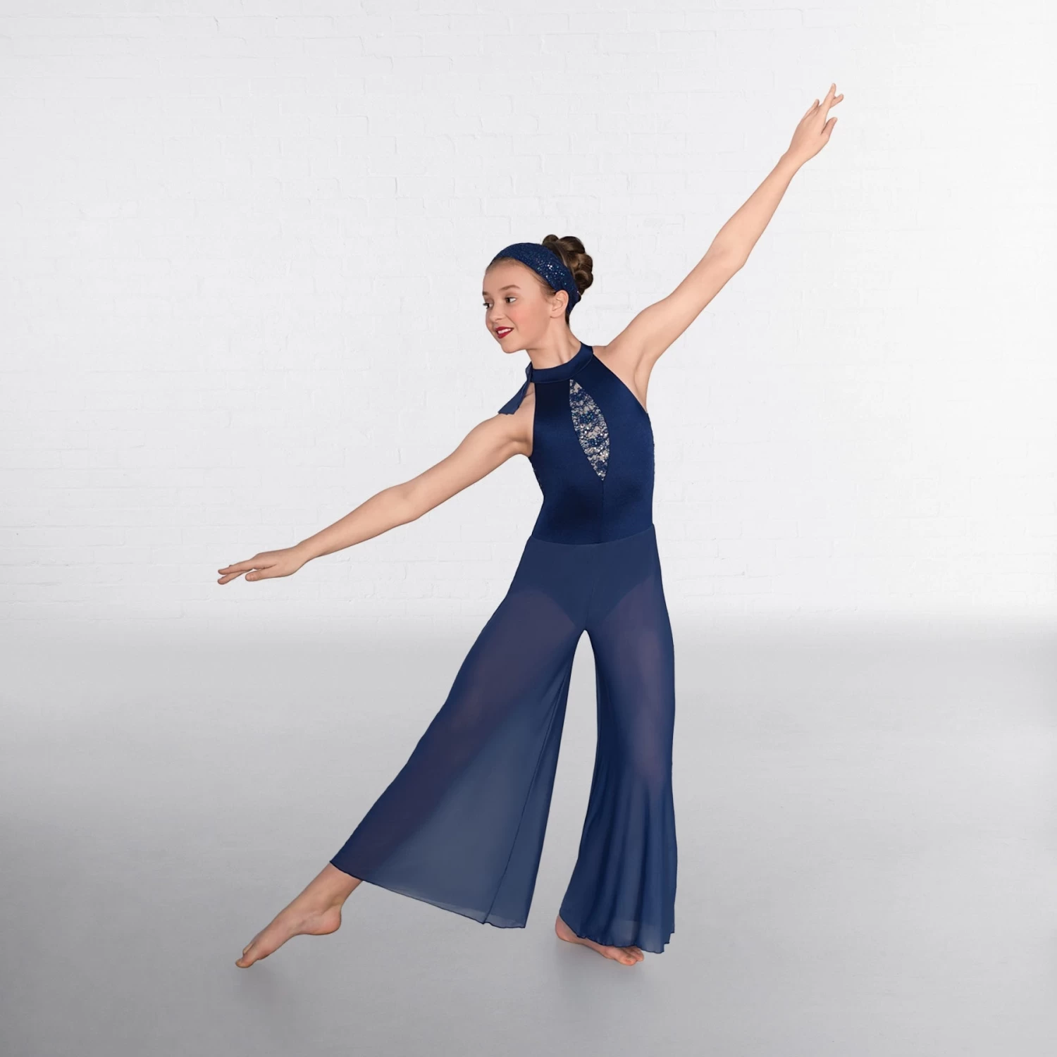 1st Position Sequin Lace Insert Culottes Jumpsuit - Image 3