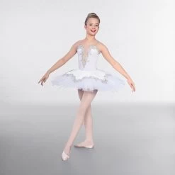 1st Position Prestige Silver Trimmed Ballet Bodice With Over Skirt