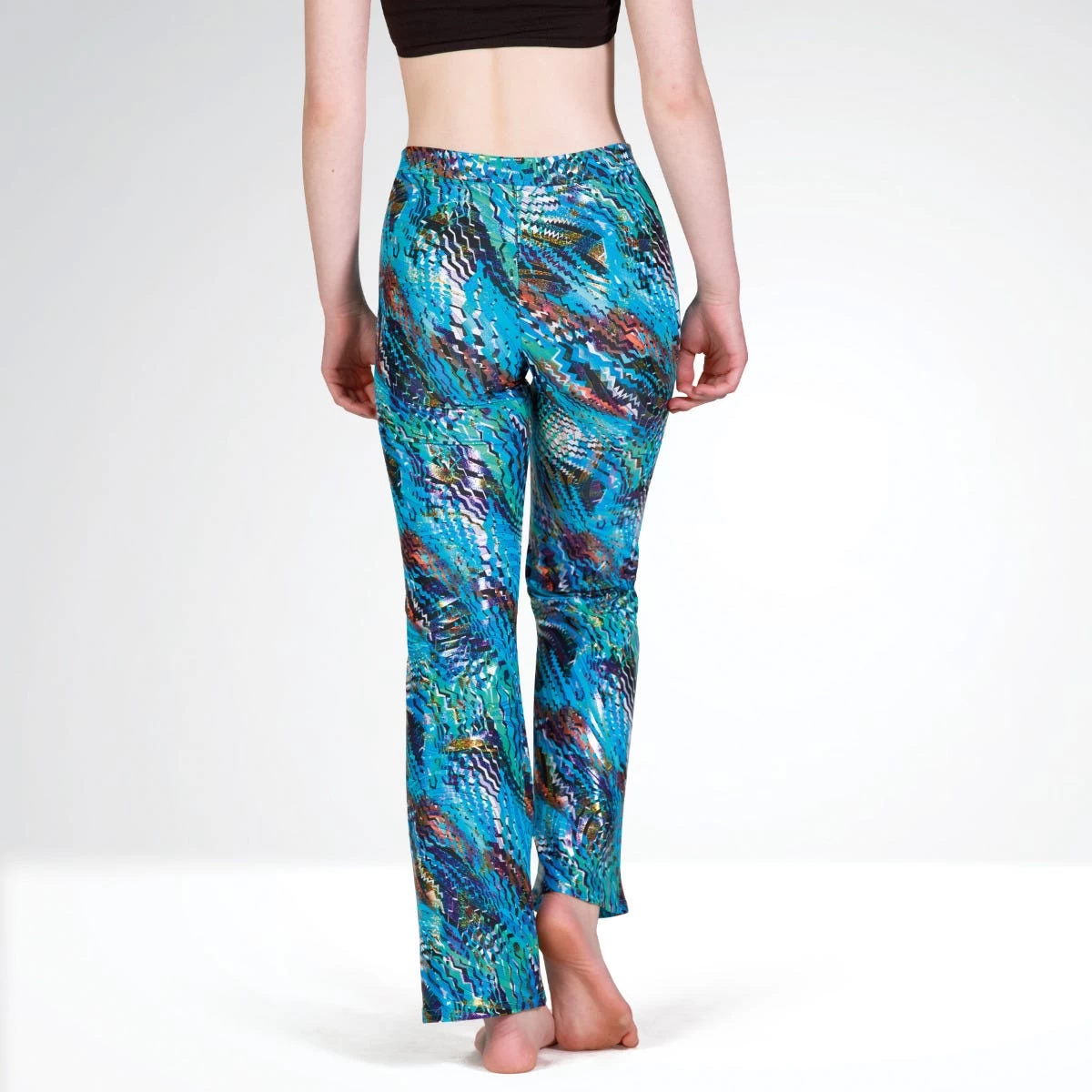 1st Position Value V Front Jazz Pants Nylon Geometric Rainbow Foil - Image 2