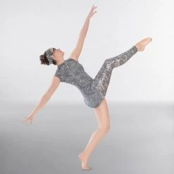 1st Position Asymmetric Sequin Lace Contemporary Catsuit