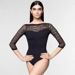So Danca ¾ Sleeve Floral Lace Leotard