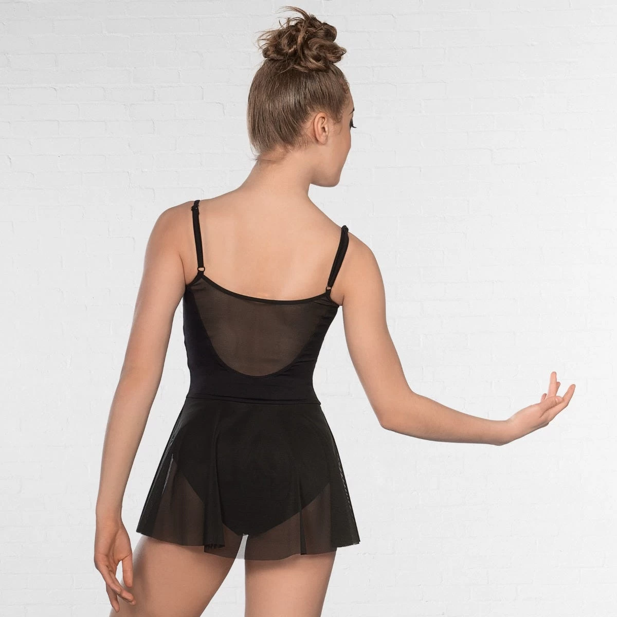 1st Position Mesh Insert And Skirted Fashion Leotard Black - Image 2