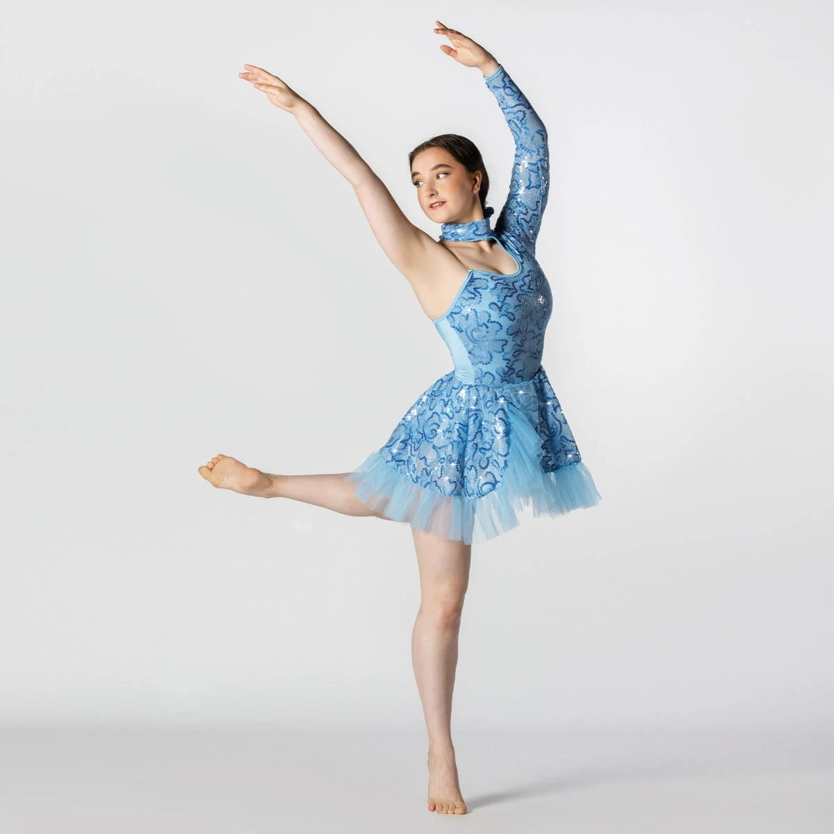 1st Position Scooped Neck Sequinned Dress With Frill Trim - Image 3