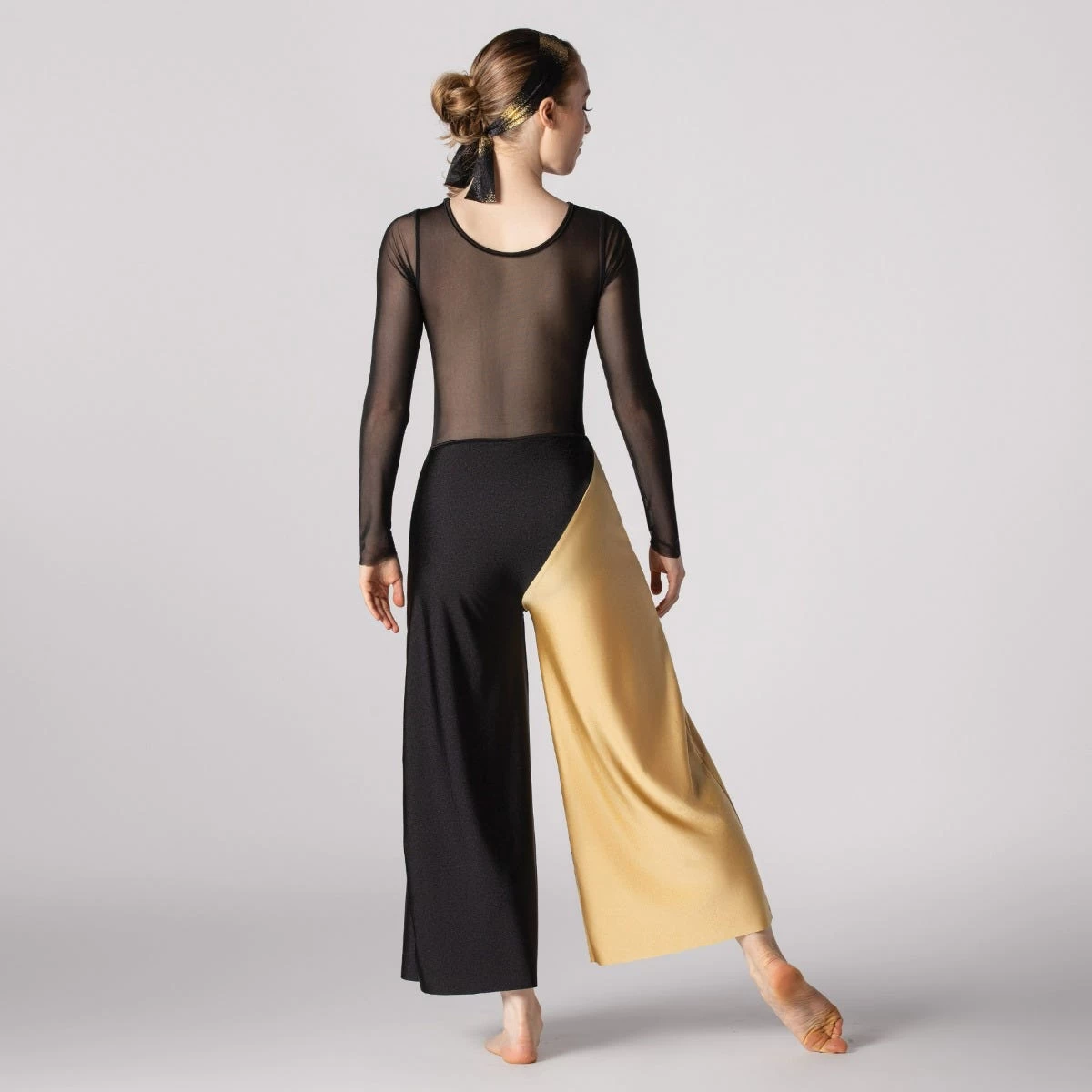 1st Position Diagonal Panelled Catsuit With Mesh Sleeves And Back - Image 2