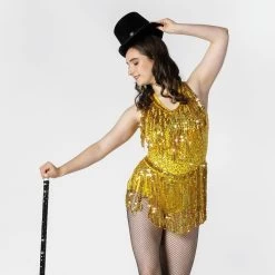 1st Position Sequinned Fringed Cross Back Leotard