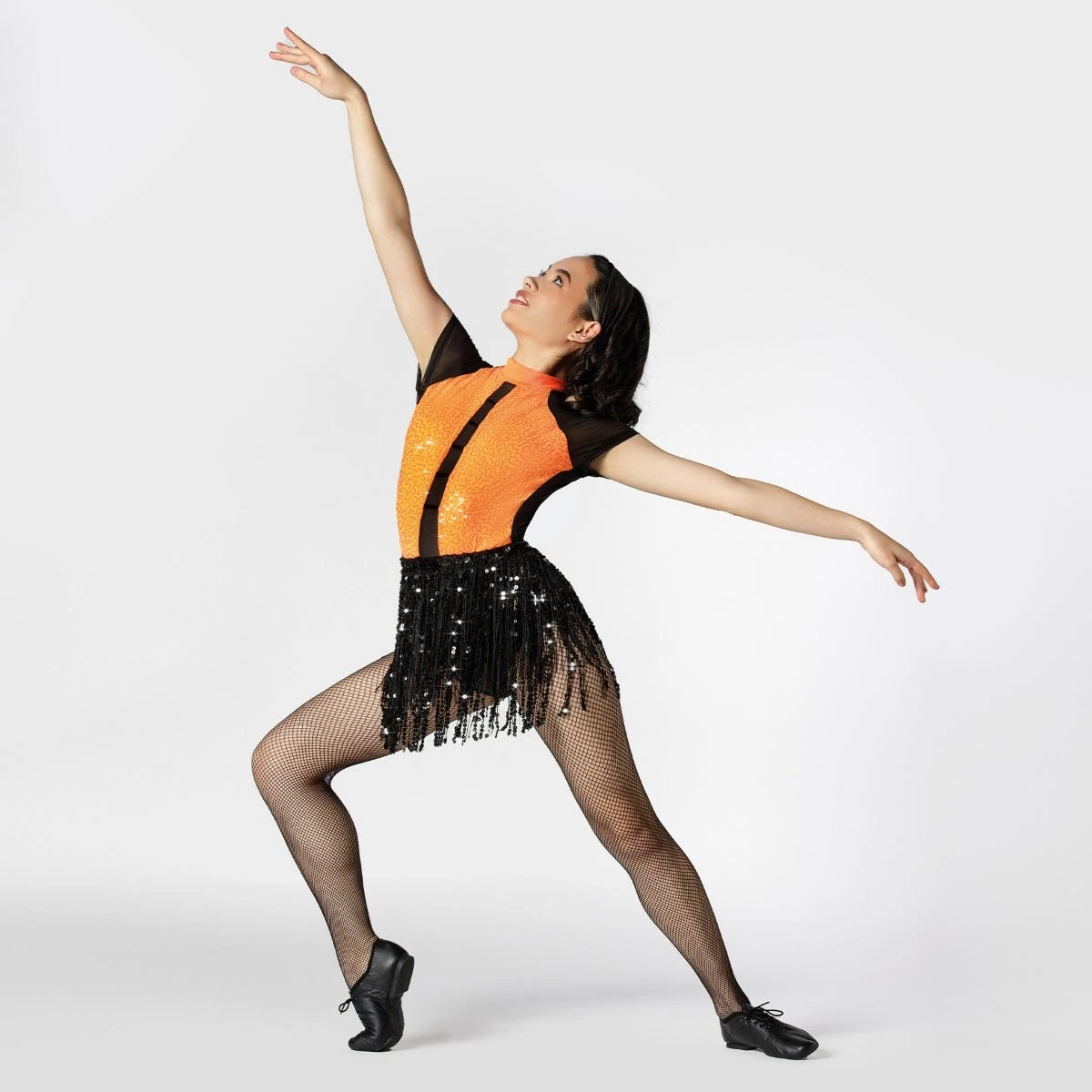 1st Position Sequinned Leotard With Cutaway Back And Separate Sequinned Fringe Skirt - Image 2