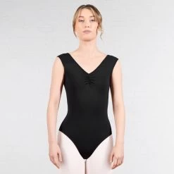 Harmony By 1st Position Ruched Front Cap Sleeved Leotard