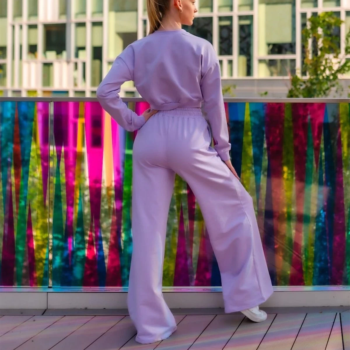 ONYRO Wide Organic Summer Wide Leg Joggers - Image 4