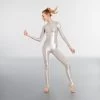 1st Position Toni Silver Long Sleeved Foil Catsuit