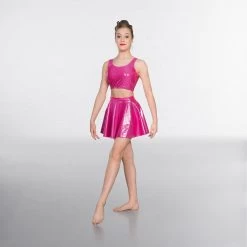 1st Position Metallic Circular Skirt Cerise