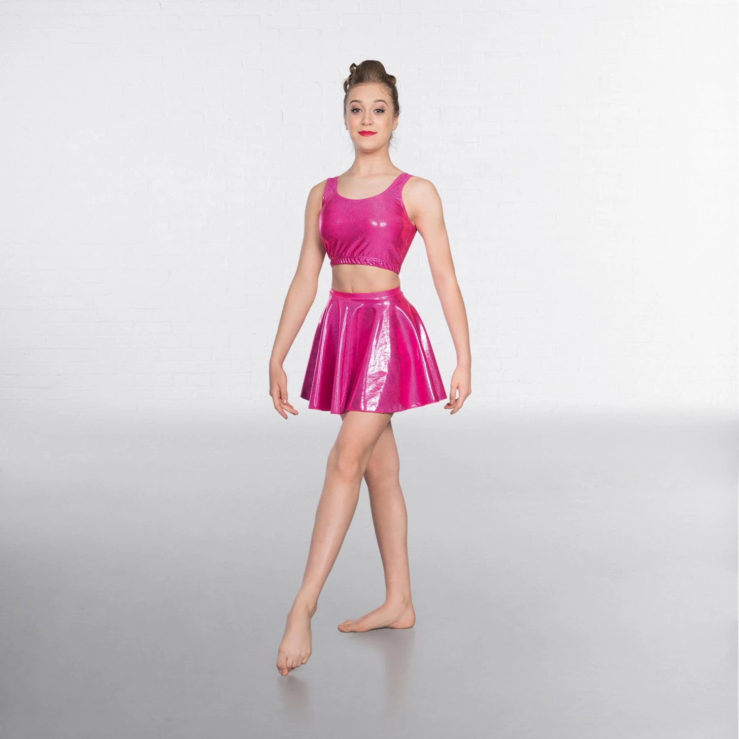 1st Position Metallic Circular Skirt Cerise