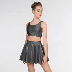 1st Position Metallic Circular Skirt Grey